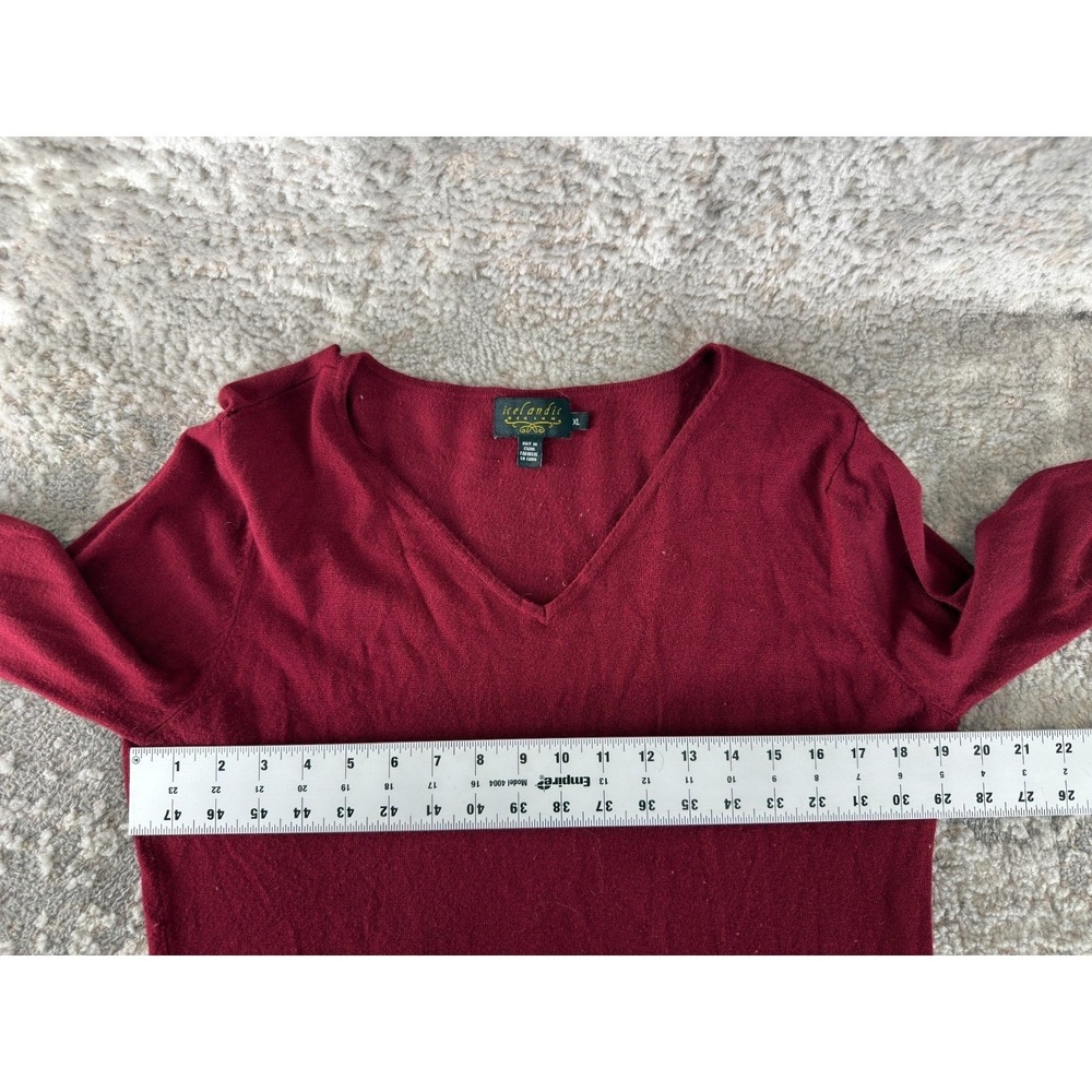 Icelandic Design Size XL V Neck Sweater Red Long Sleeve Pullover - Picture 5 of 10